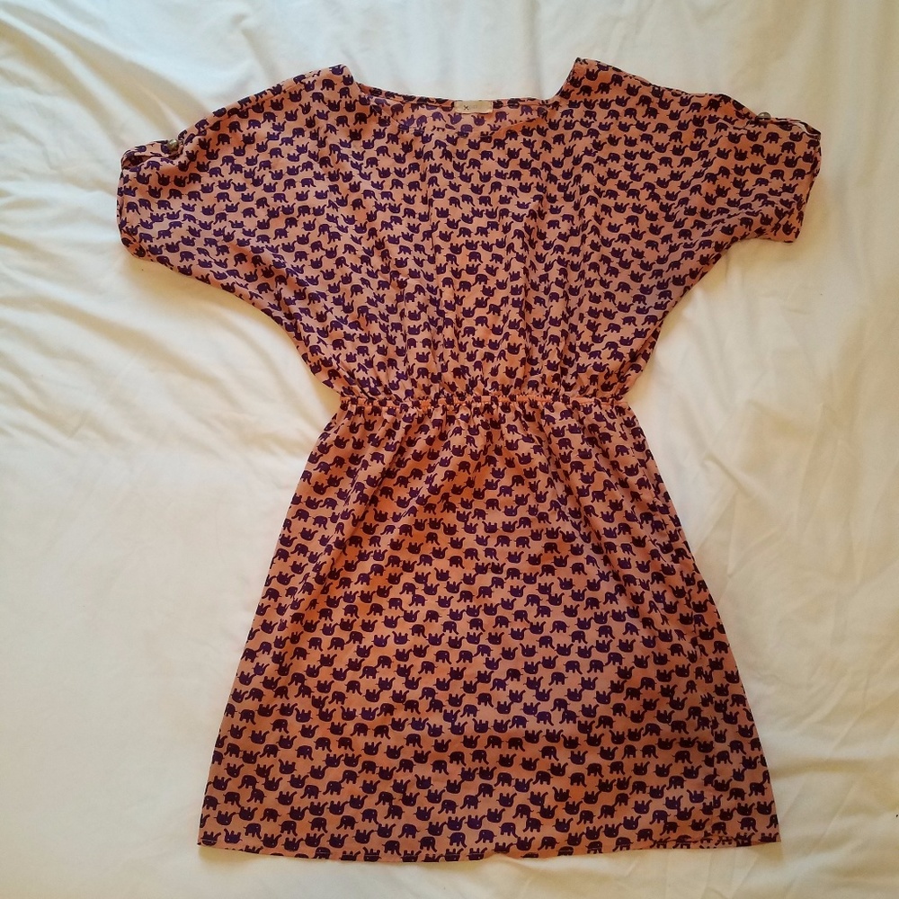 Everly Hipster Elephant Pink & Purple Dress